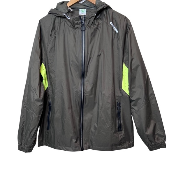 Hengli Dark Green Zip Up Hooded Wind Breaker Rain Jacket Coat - Picture 2 of 16